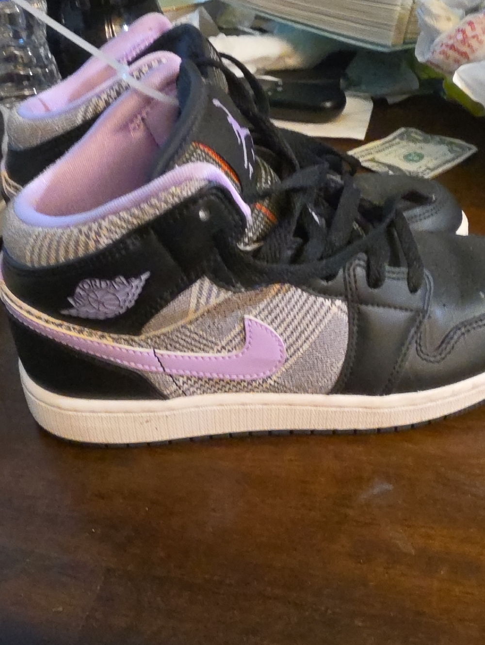 Nike Kids High-Top Sneakers in Black and Lavender